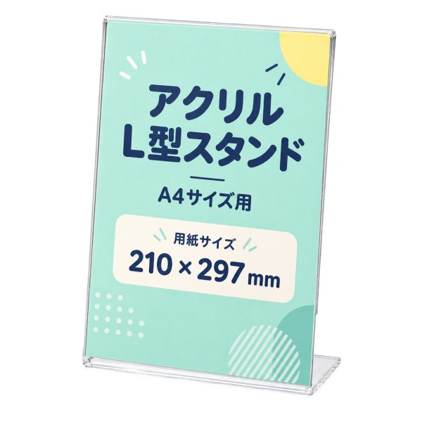 画像1: アクリルカード立て L型 A4サイズ縦｜アクリルカードスタンド (1)